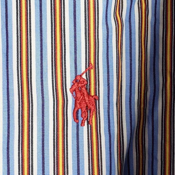 Polo Ralph Lauren Shirt Oxford Mens Large Multicolor Stripe LS Button Down - Picture 4 of 10